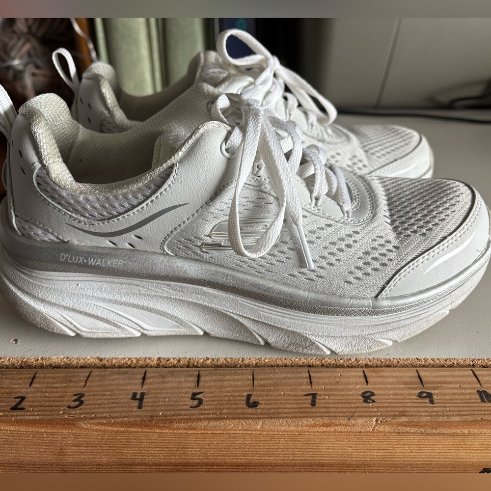 Skechers White D'LUX Walker Shoes